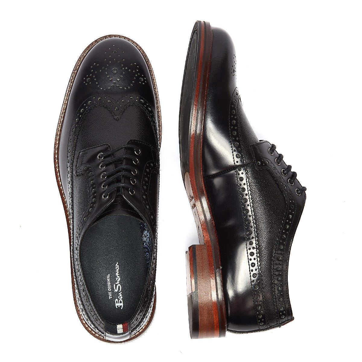 Ben Sherman Archie Brogue Leather Men's Black Lace-Up Shoes