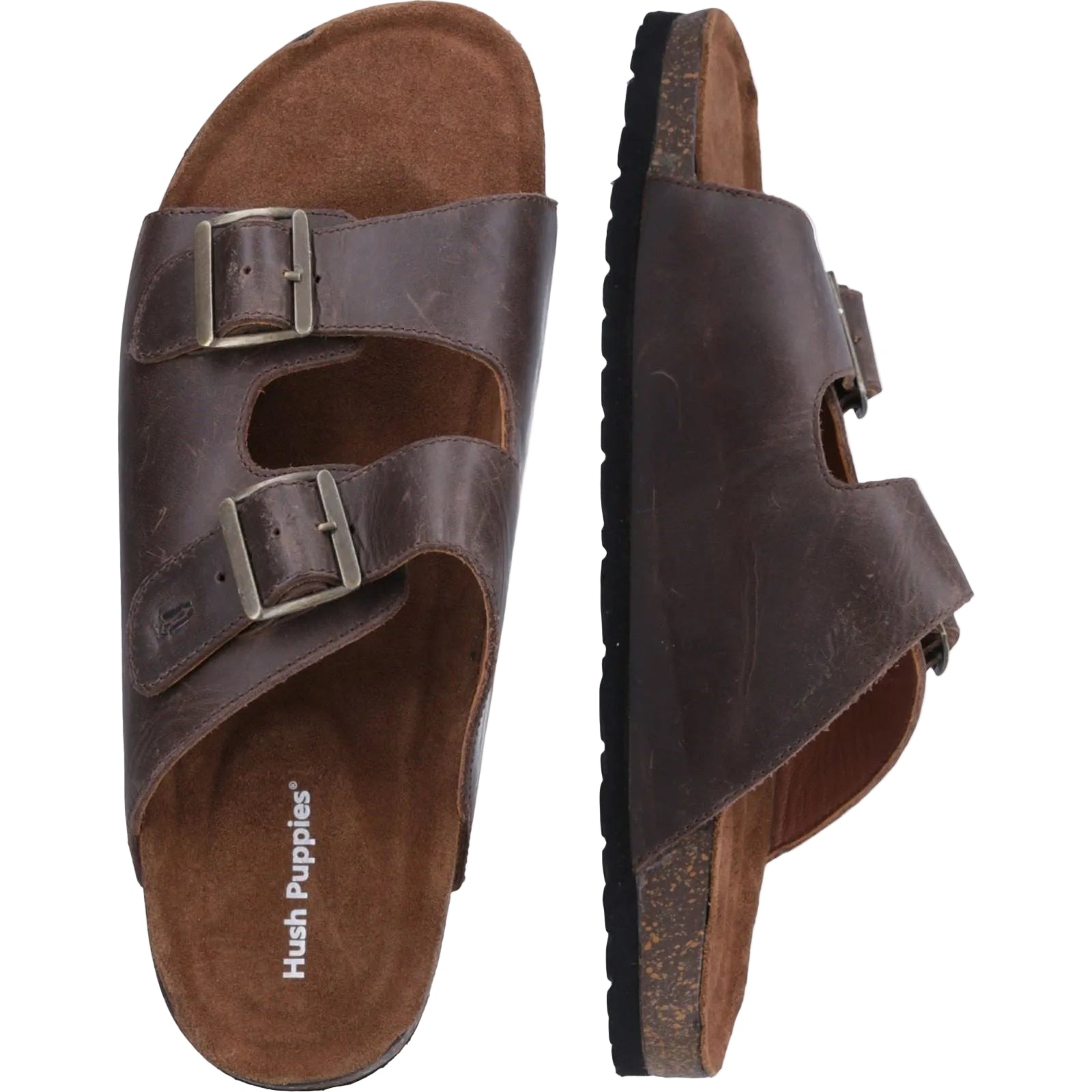 Hush Puppies Nash Slider Leather Men's Brown Sandals