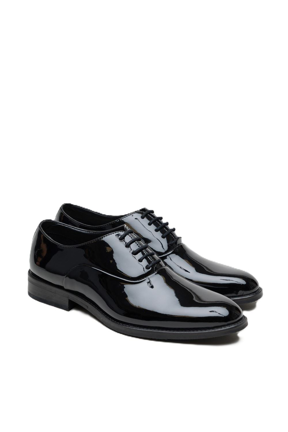 Antique Rogue Thorne Patent PU Leather Men's Black Lace-Up Shoes