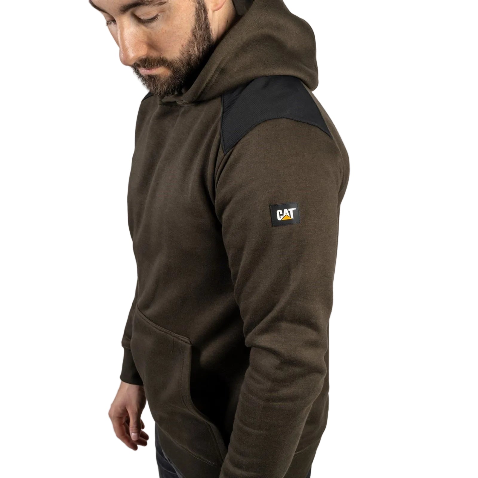 Caterpillar Essentials Synthetic Men's Moss Hooded Sweatshirt