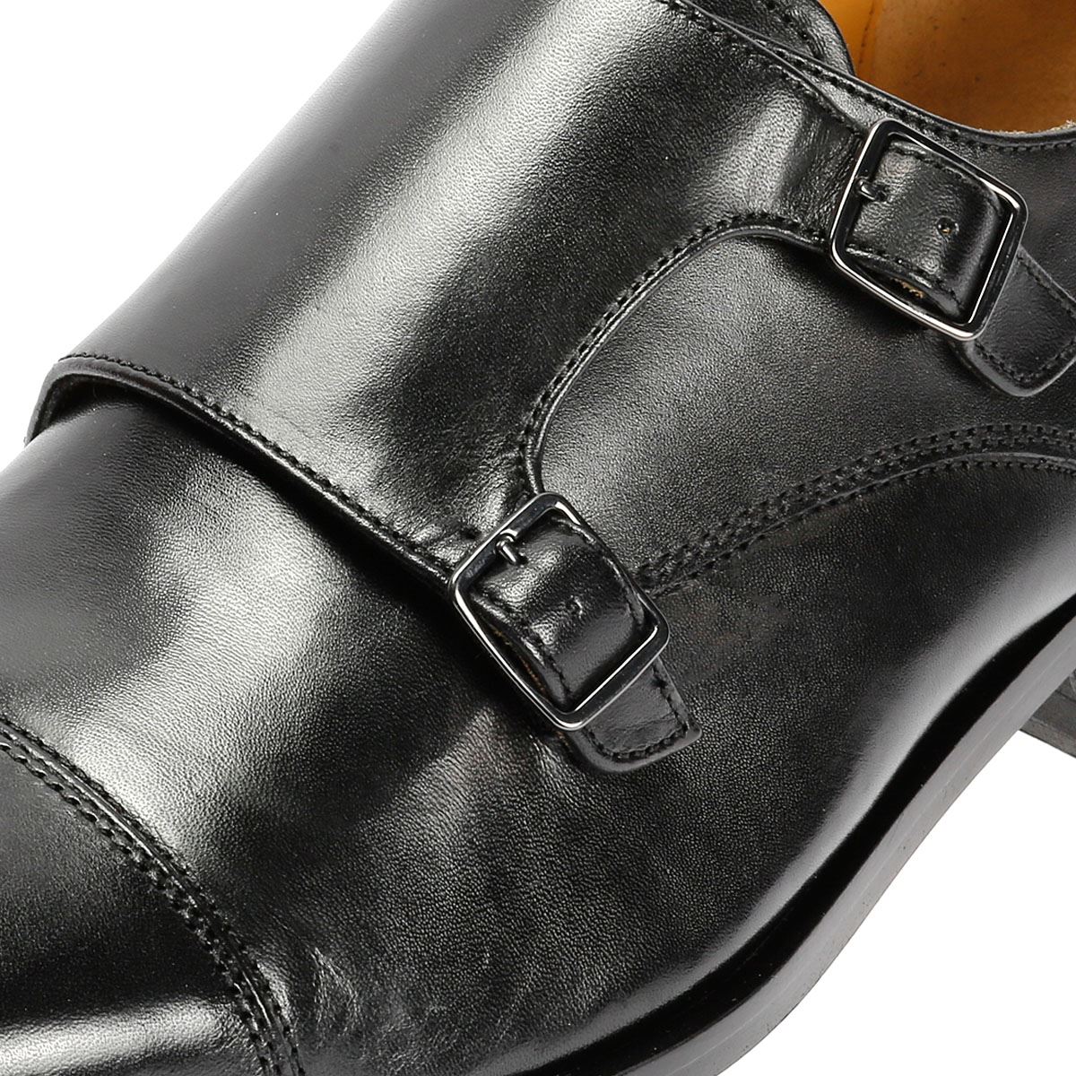 Chapman & Moore Toe Cap Monk Leather Men's Black Shoes