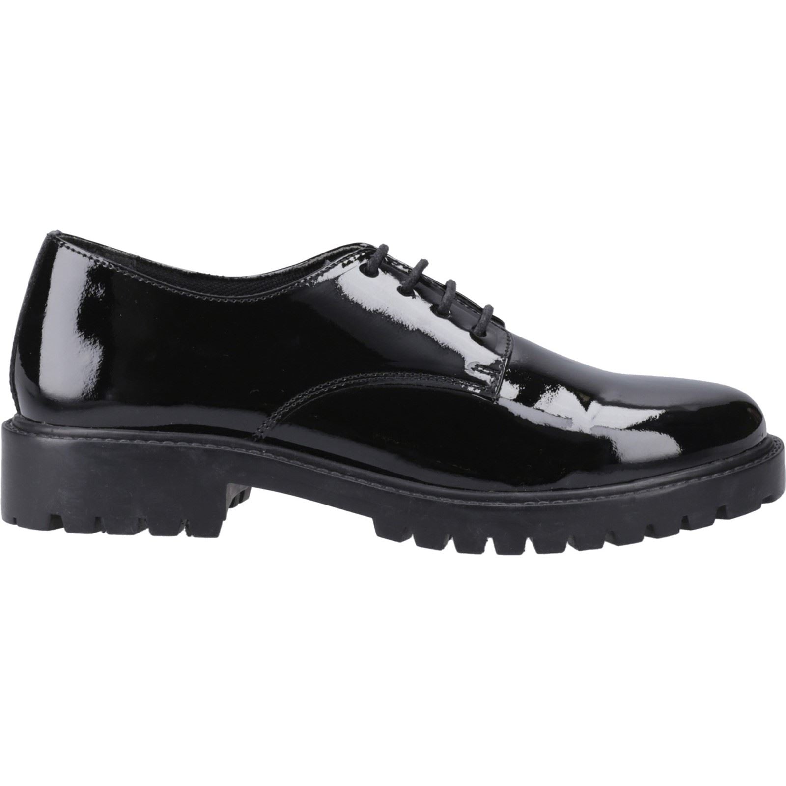 Hush Puppies Aubrey Leather Junior Girl's Black Derby Shoes