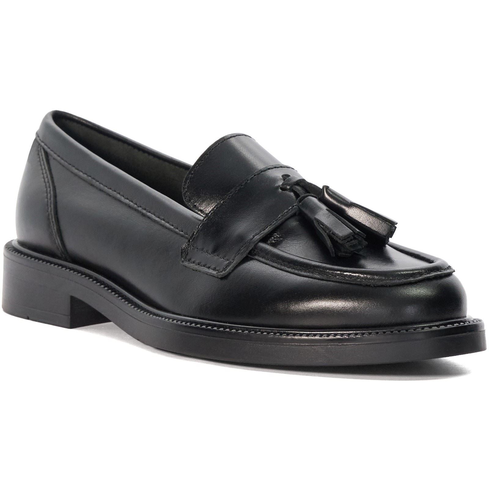 Dune Garda Leather Women's Black Loafers