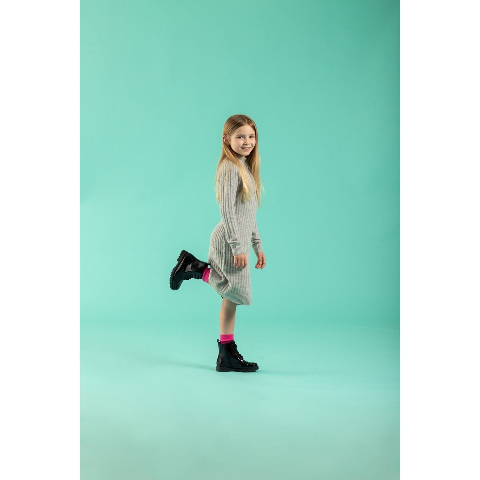 Hush Puppies Lauren Patent Leather Junior Black Boots