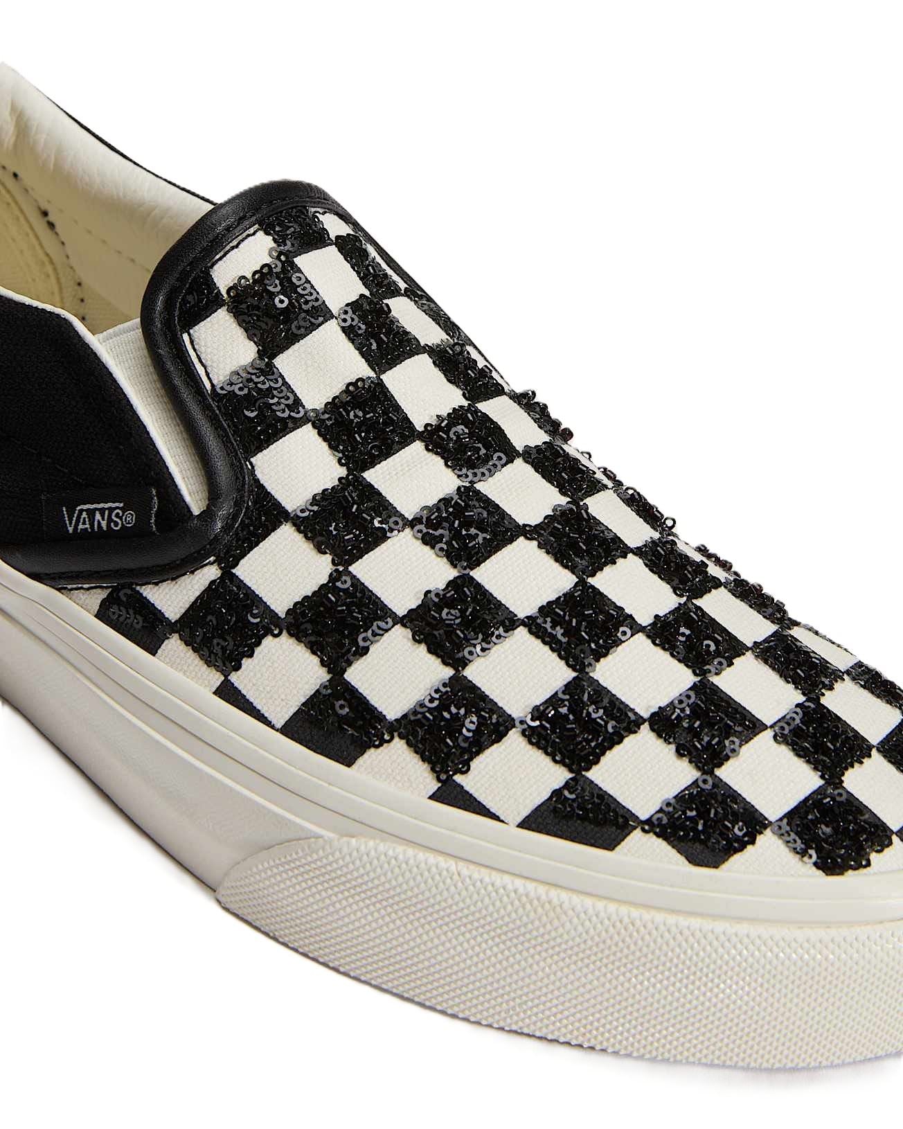Vans Classic Slip-On Women's Canvas Black/White Beaded Checkerboard Trainers