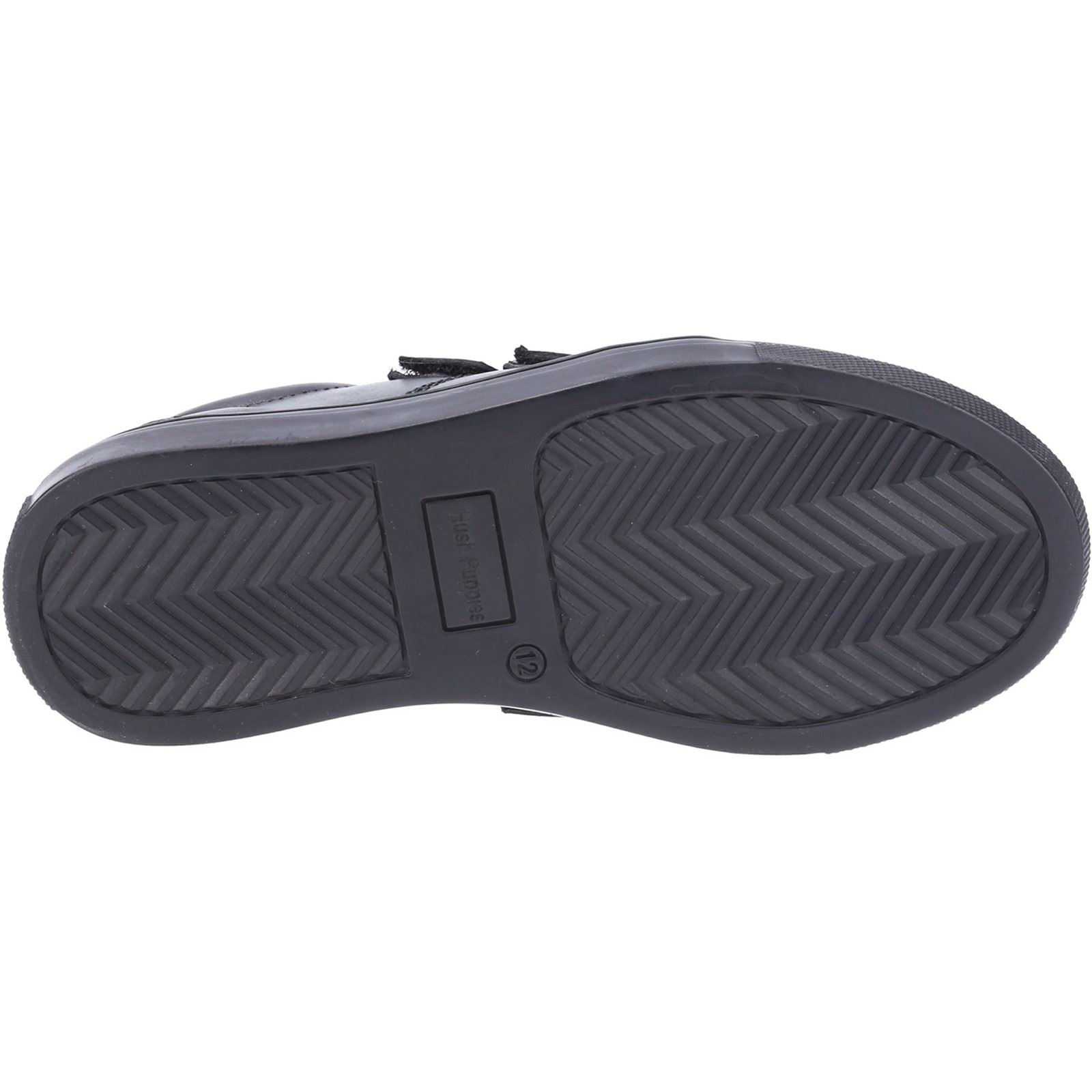 Hush Puppies Santos Junior Boys Black Leather Shoes