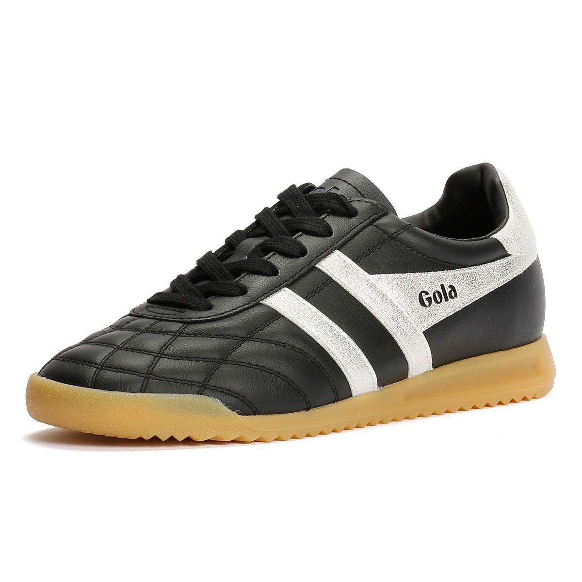 Gola Stadium Leather Women's Black/Silver Trainers