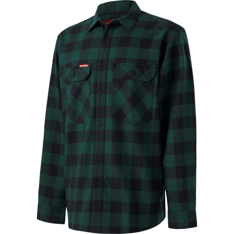 Hard Yakka Long Sleeve Check Flannel Cotton Men's Green Casual Shirt