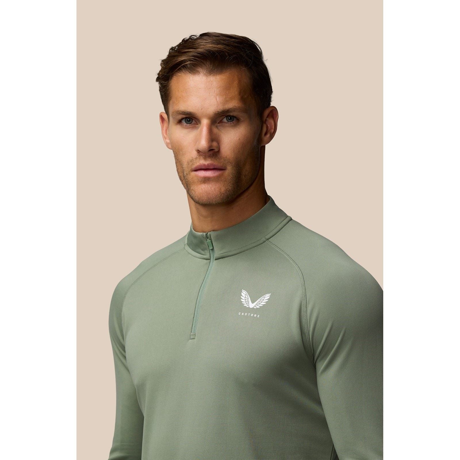 Castore Adapt Training 1/4 Zip Top Polyester Men's Green Activewear T-Shirts