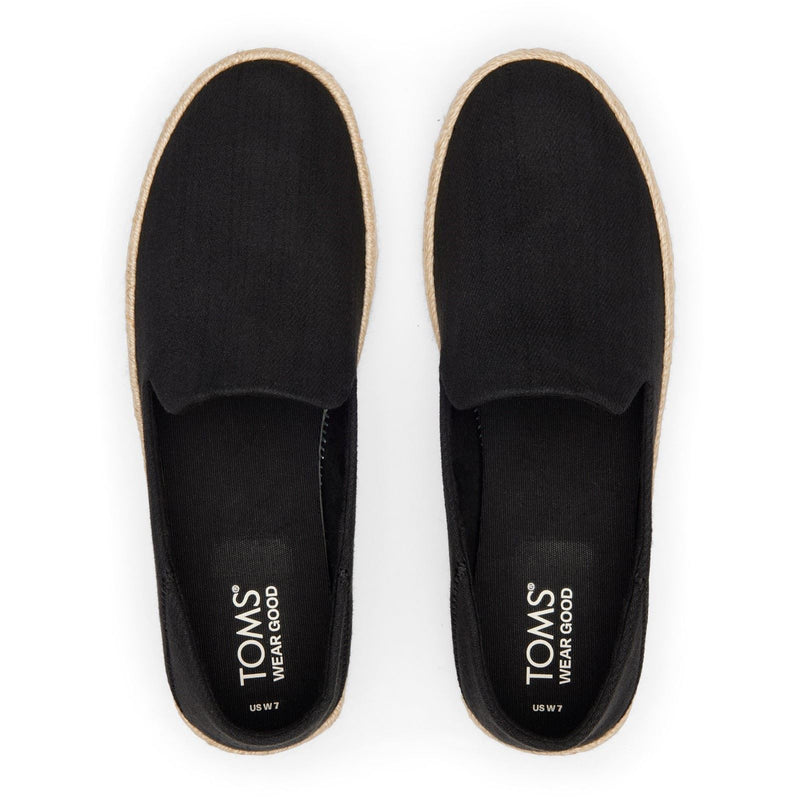 TOMS Carolina 100% Cotton Women's Black Espadrilles