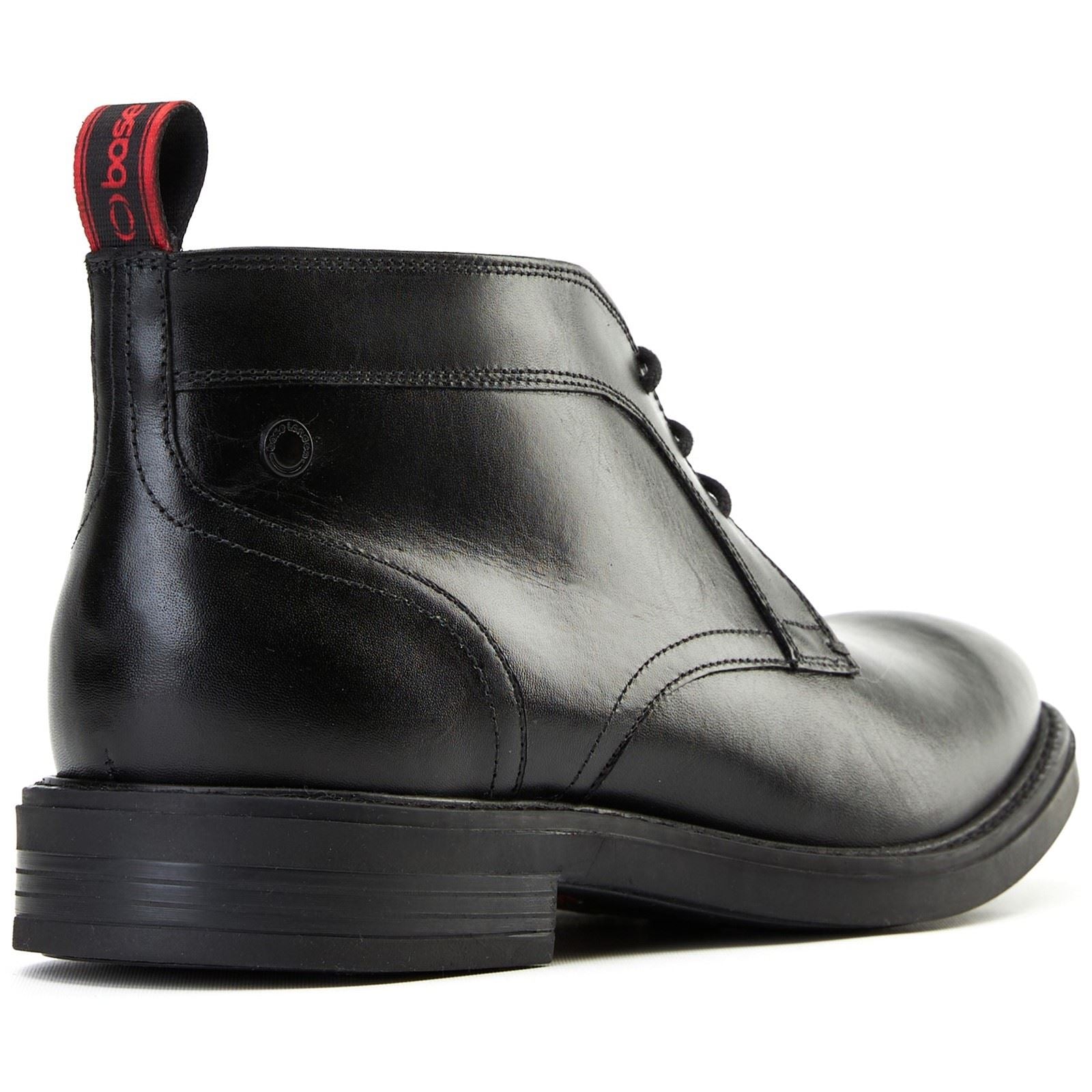 Base London Lincoln Leather Men's Black Ankle Boots