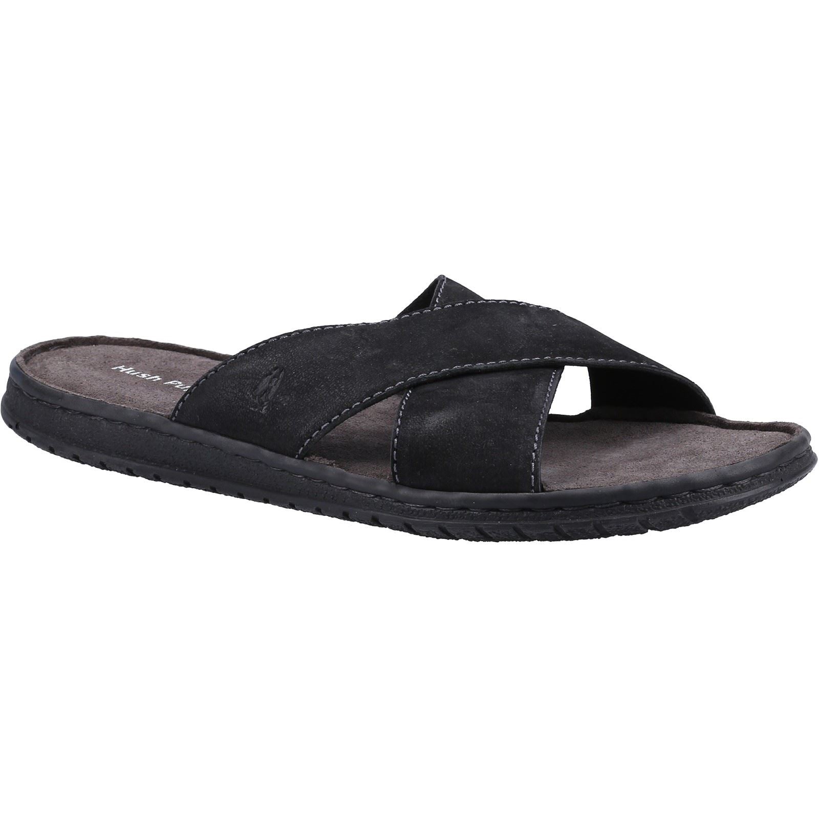 Hush Puppies Nile Cross Over Leather Men's Black Sandals
