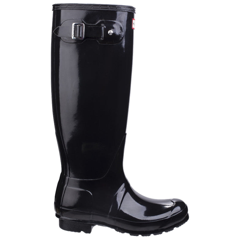 Hunter Womens Black Gloss Original Tall Wellington Boots
