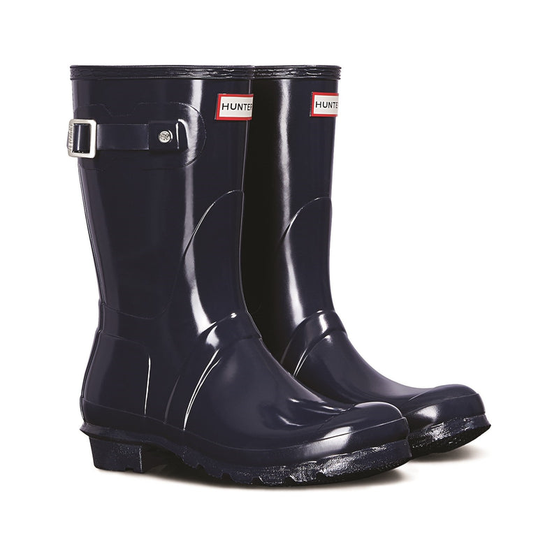 Hunter Womens Gloss Navy Original Short Wellington Boots