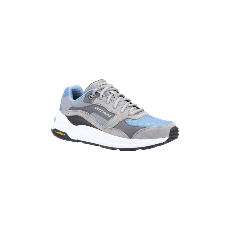 Skechers Mens Global Jogger 237200-GYBL Grey/Blue Lace Up Shoes