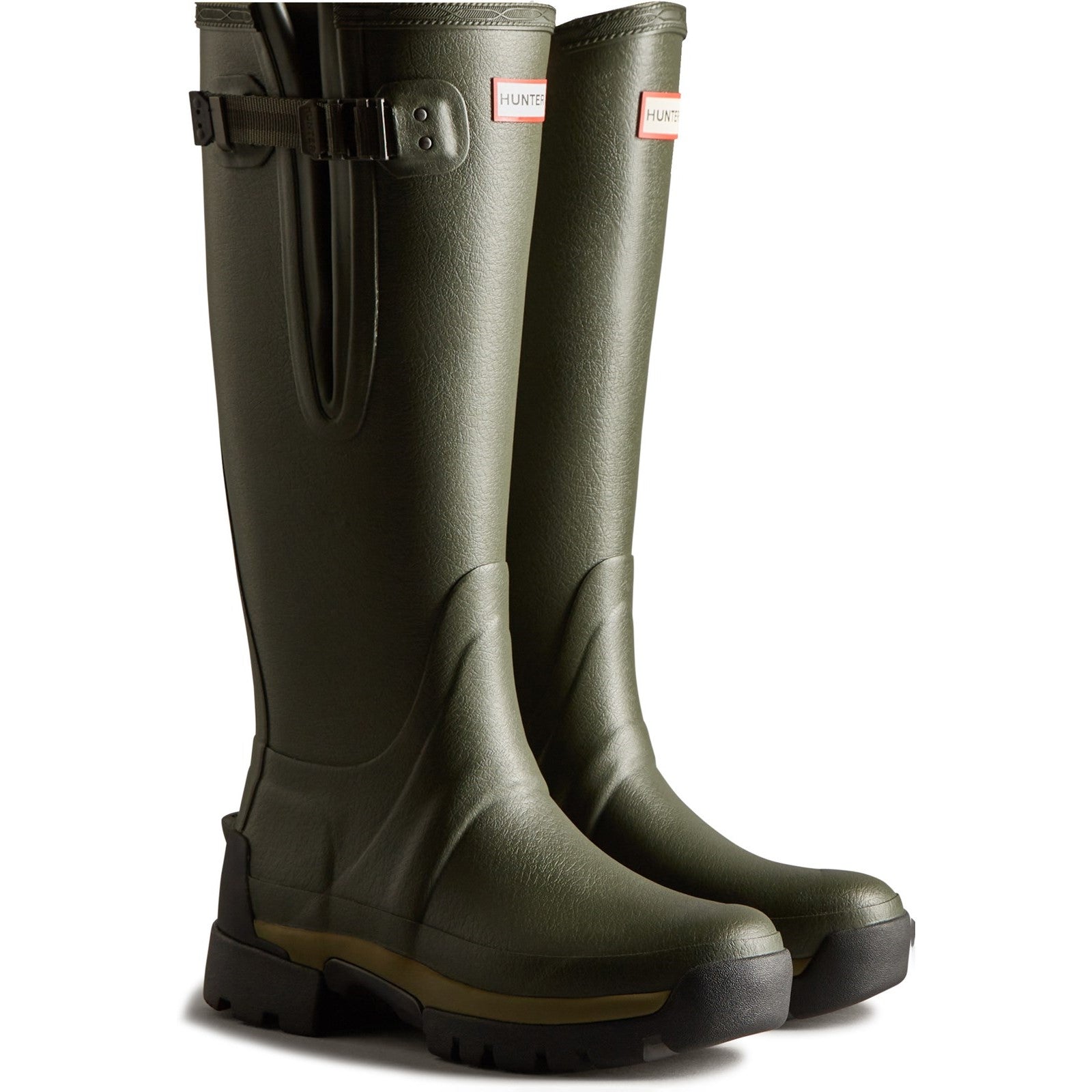 Hunter Womens Dark Green Balmoral Adjustable Synthetic Lined Wellington Boots