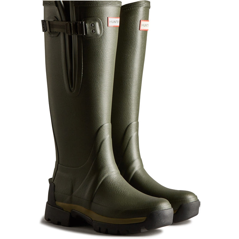 Hunter Womens Dark Green Balmoral Adjustable Synthetic Lined Wellington Boots