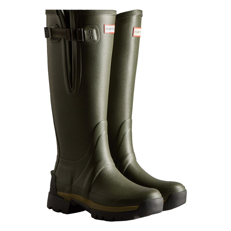 Hunter Womens Dark Green Balmoral Adjustable Synthetic Lined Wellington Boots