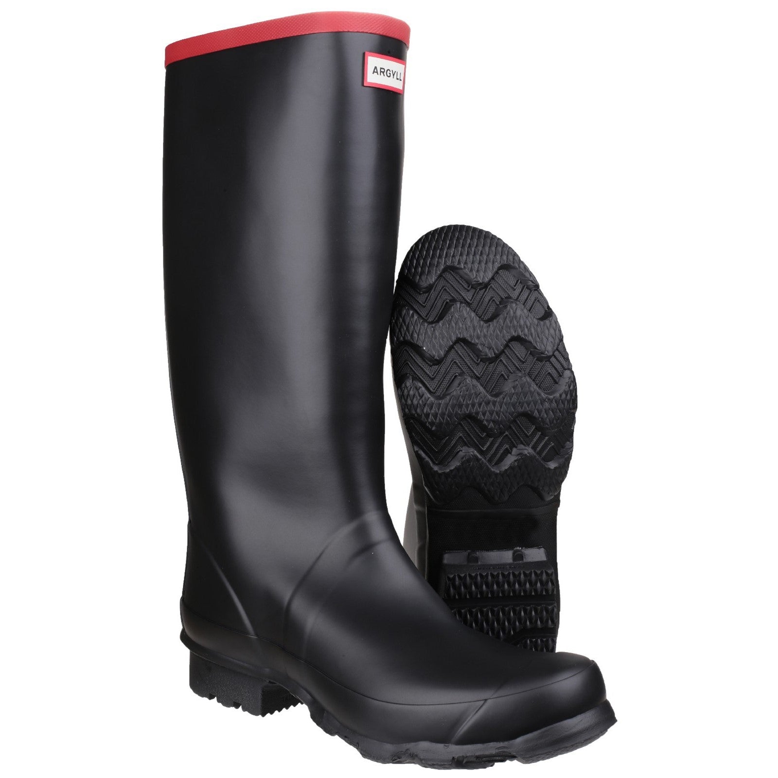 Hunter Unisex Black Argyll Full Knee Wellington Boots