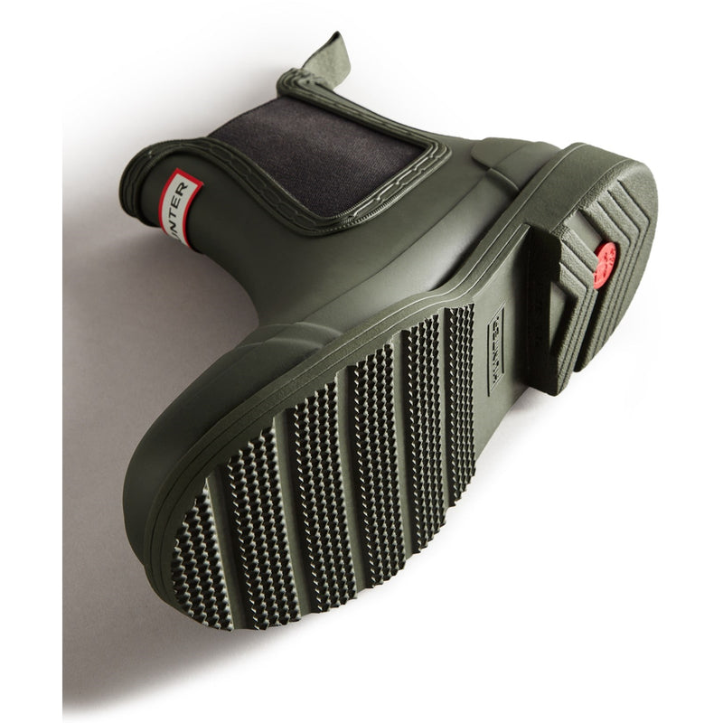 Hunter Womens Matt Green Commando Chelsea Boots