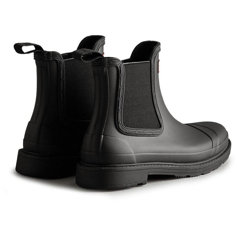 Hunter Womens Matt Black Commando Chelsea Boots