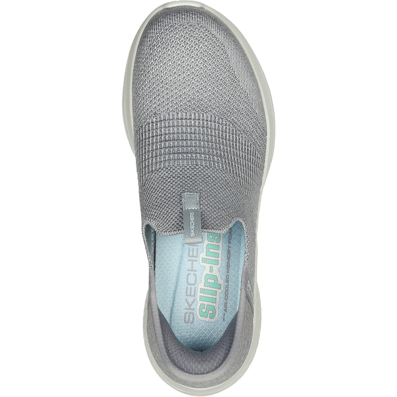 Skechers Womens Ultra Flex 3.0 Smooth Step 149709-LTGY Light Grey Slip On Shoes