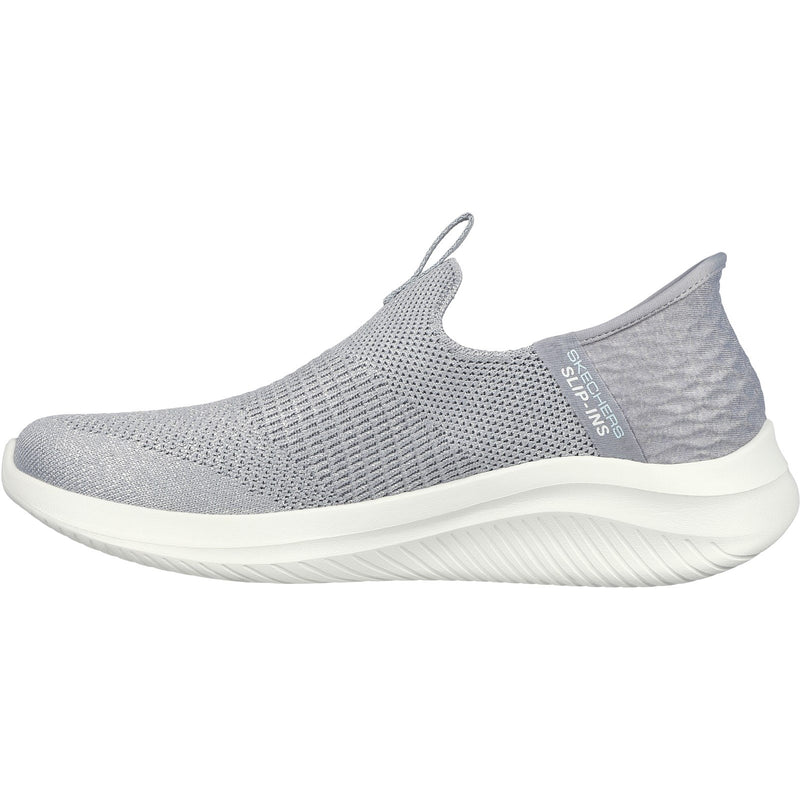 Skechers Womens Ultra Flex 3.0 Smooth Step 149709-LTGY Light Grey Slip On Shoes