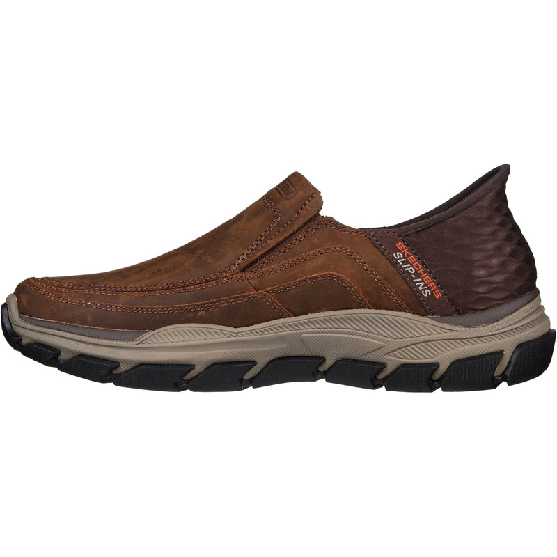 Skechers Mens Respected Elgin 204810-CDB Dark Brown Slip On Shoes