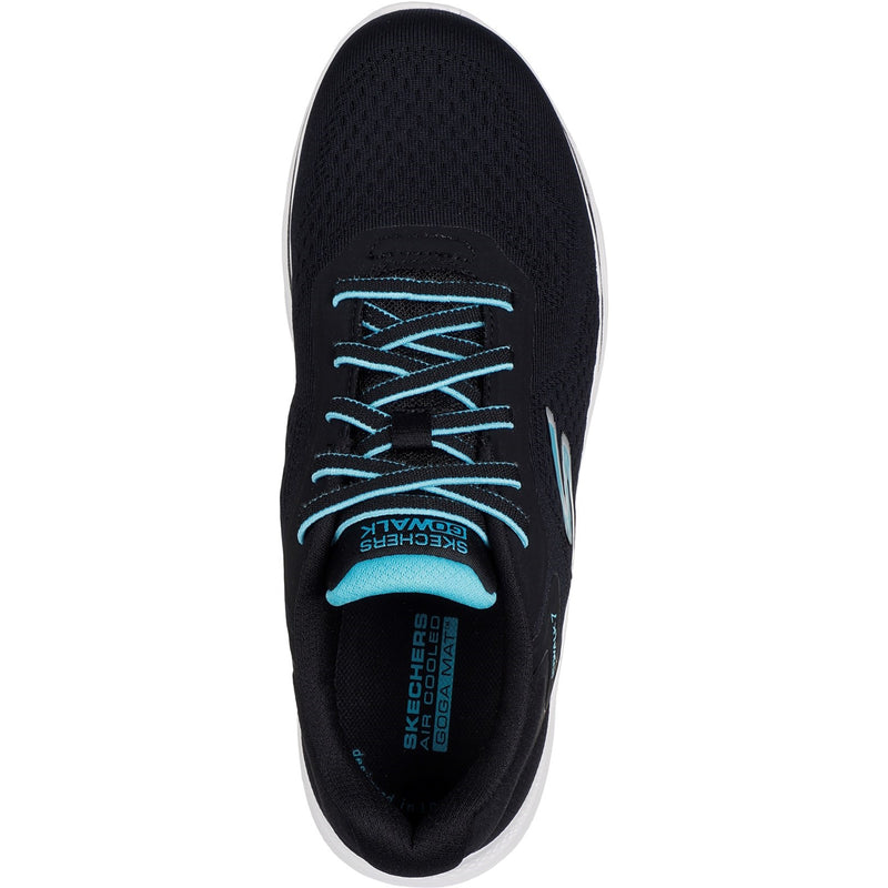 Skechers Womens GO WALK 7 - Cosmic Waves 125215-BKTQ Black/Turquoise Lace Up Shoes