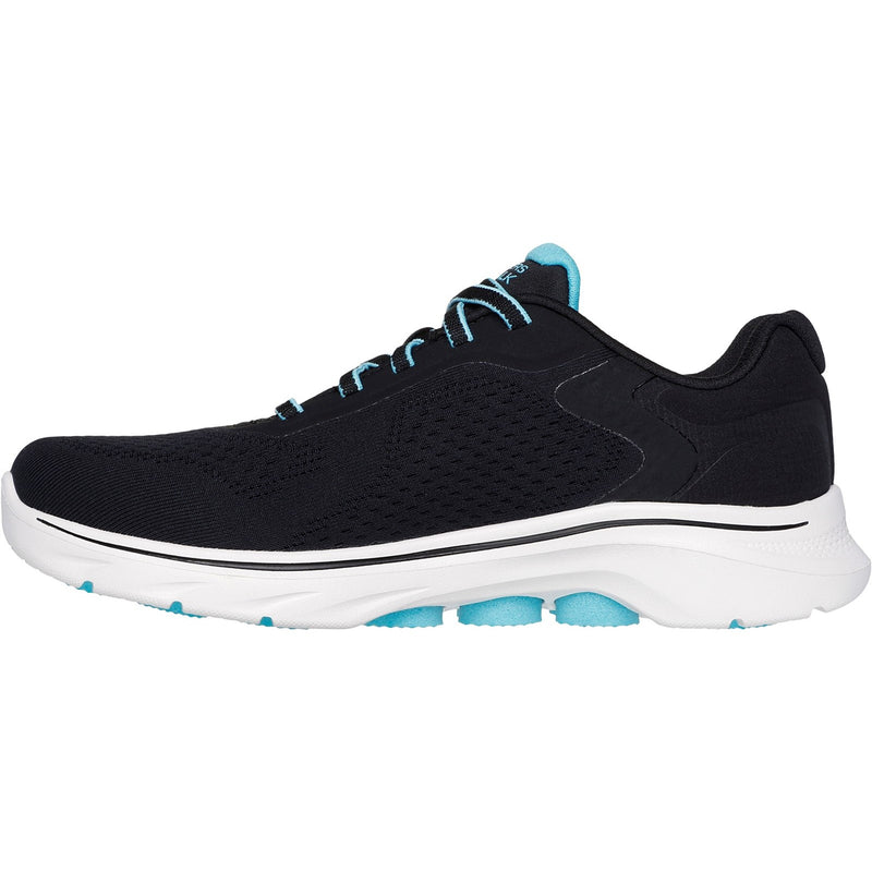Skechers Womens GO WALK 7 - Cosmic Waves 125215-BKTQ Black/Turquoise Lace Up Shoes