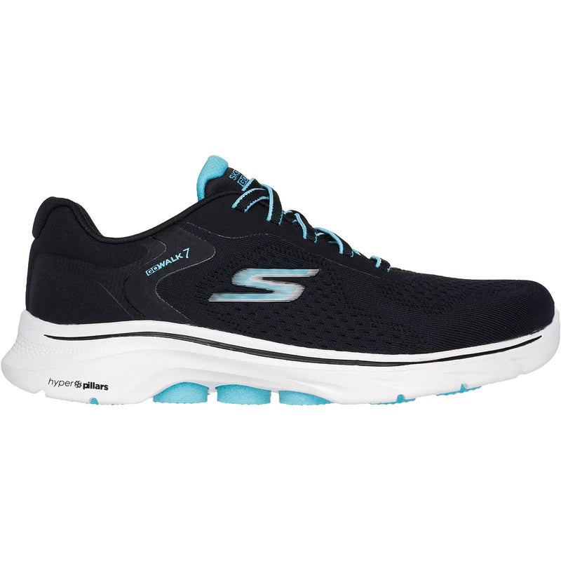 Skechers Womens GO WALK 7 - Cosmic Waves 125215-BKTQ Black/Turquoise Lace Up Shoes