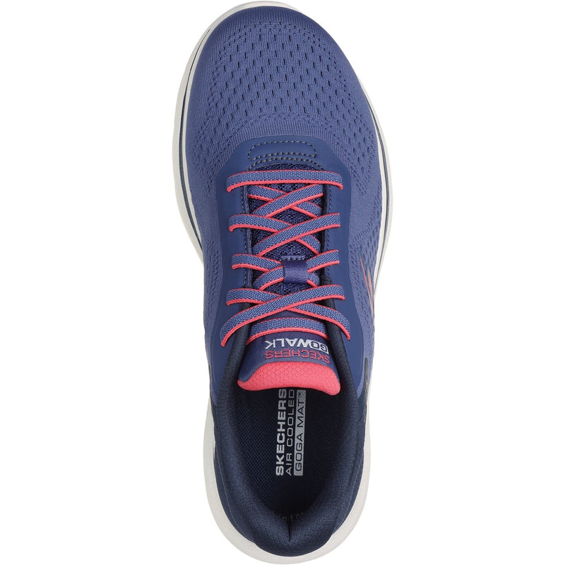 Skechers Womens GO WALK 7 - Cosmic Waves 125215-NVCL Navy/Coral Lace Up Shoes