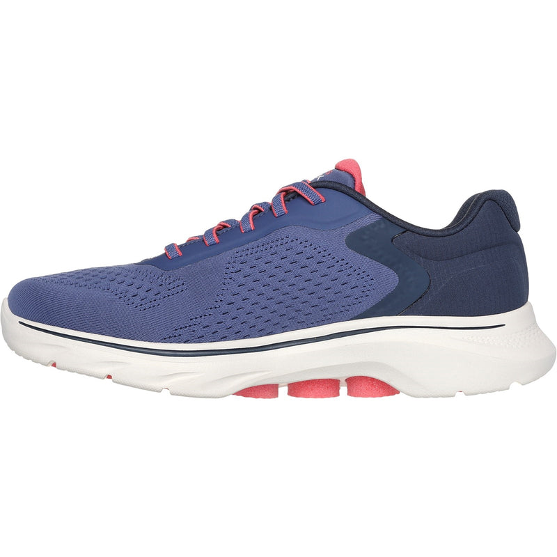 Skechers Womens GO WALK 7 - Cosmic Waves 125215-NVCL Navy/Coral Lace Up Shoes