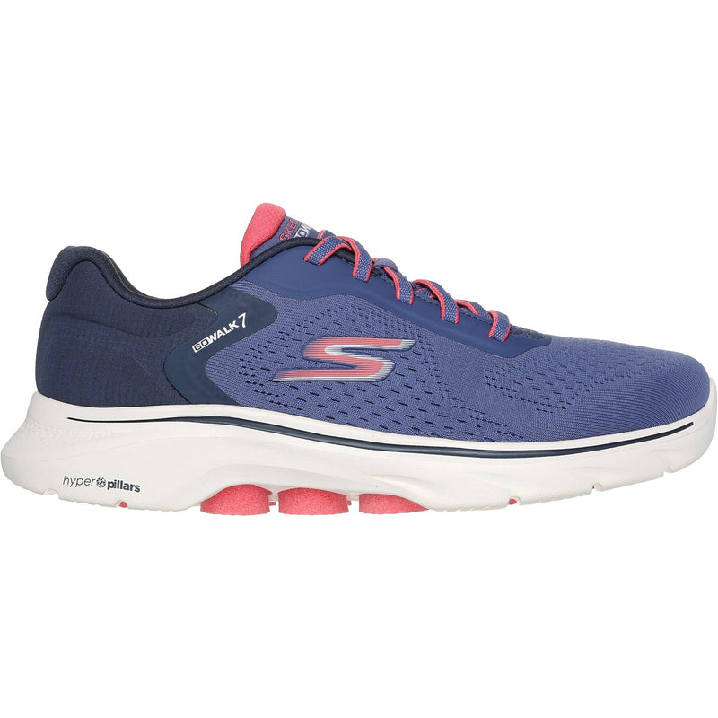Skechers Womens GO WALK 7 - Cosmic Waves 125215-NVCL Navy/Coral Lace Up Shoes