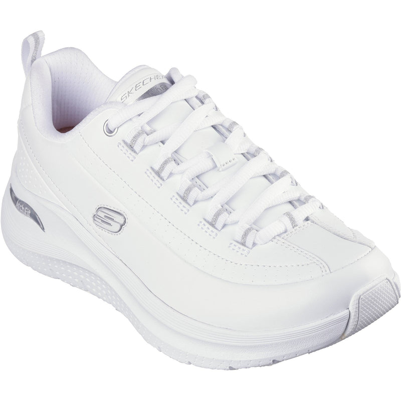 Skechers Womens Arch Fit 2.0 - Star Bound 150061-WSL White/Silver Lace Up Shoes