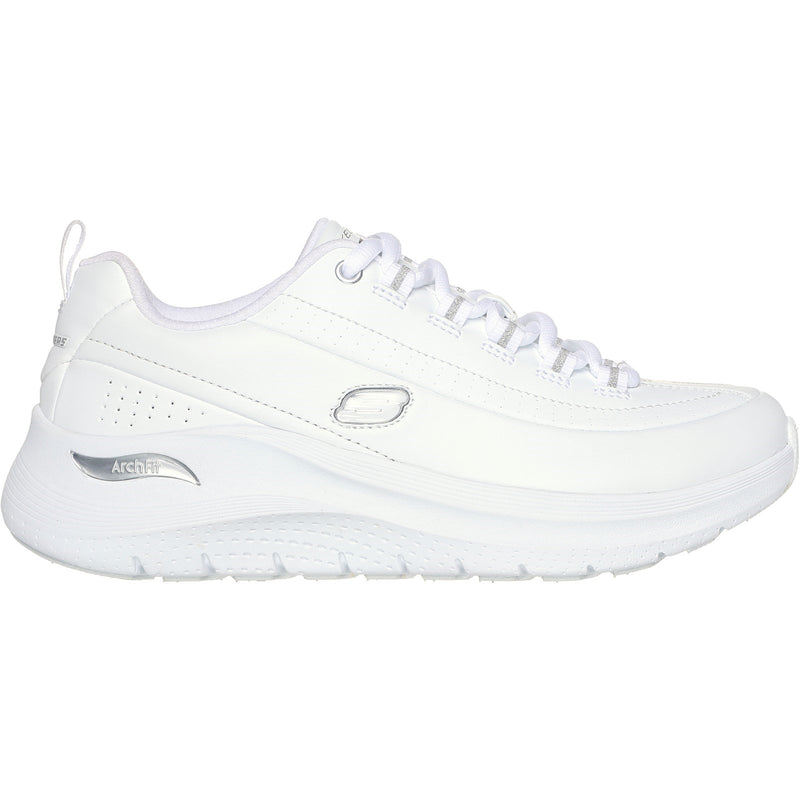 Skechers Womens Arch Fit 2.0 - Star Bound 150061-WSL White/Silver Lace Up Shoes