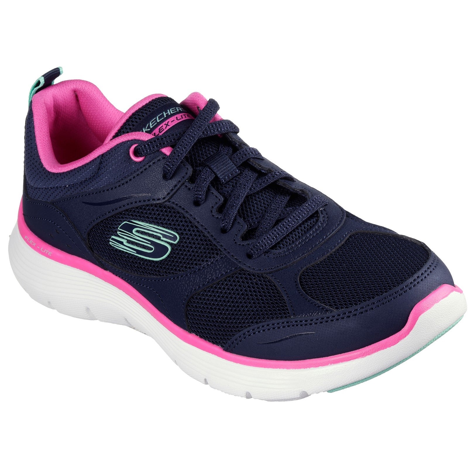 Skechers Womens Flex Appeal 5.0 Fresh Touch 150202-NVHP Navy/Hot Pink Lace Up Shoes
