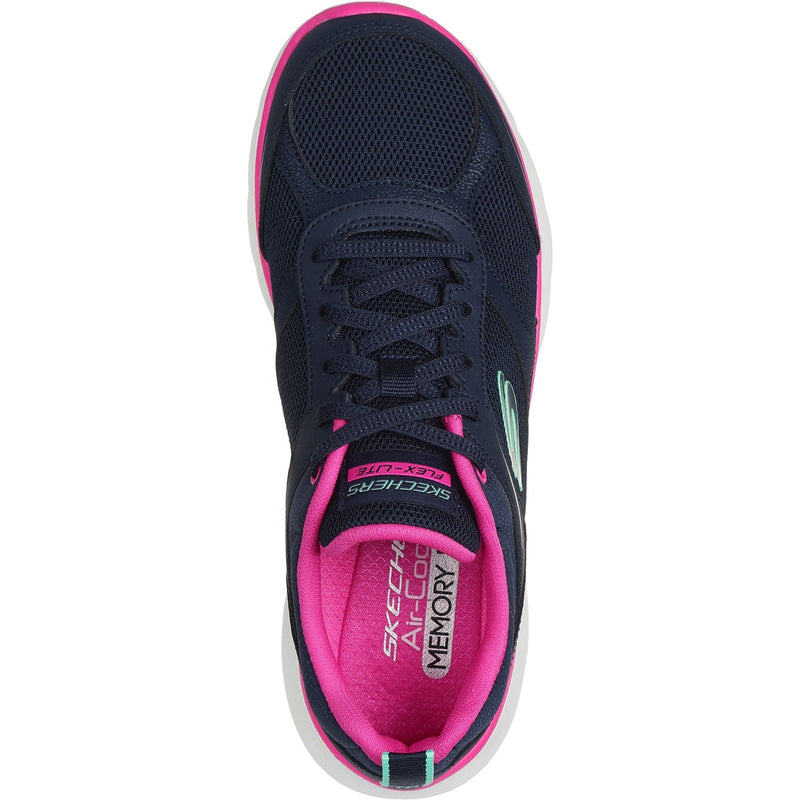 Skechers Womens Flex Appeal 5.0 Fresh Touch 150202-NVHP Navy/Hot Pink Lace Up Shoes