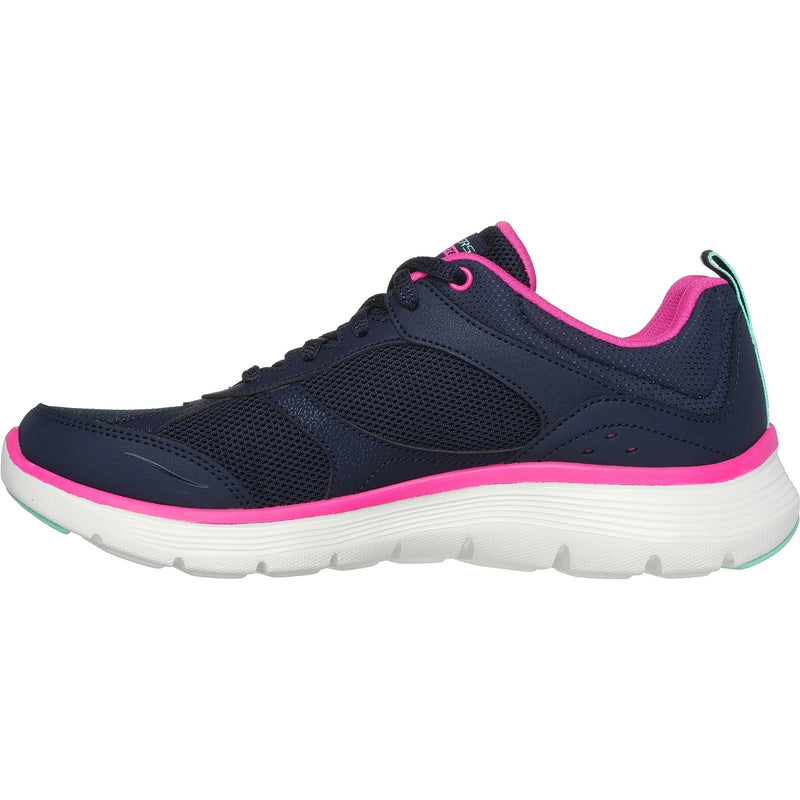 Skechers Womens Flex Appeal 5.0 Fresh Touch 150202-NVHP Navy/Hot Pink Lace Up Shoes