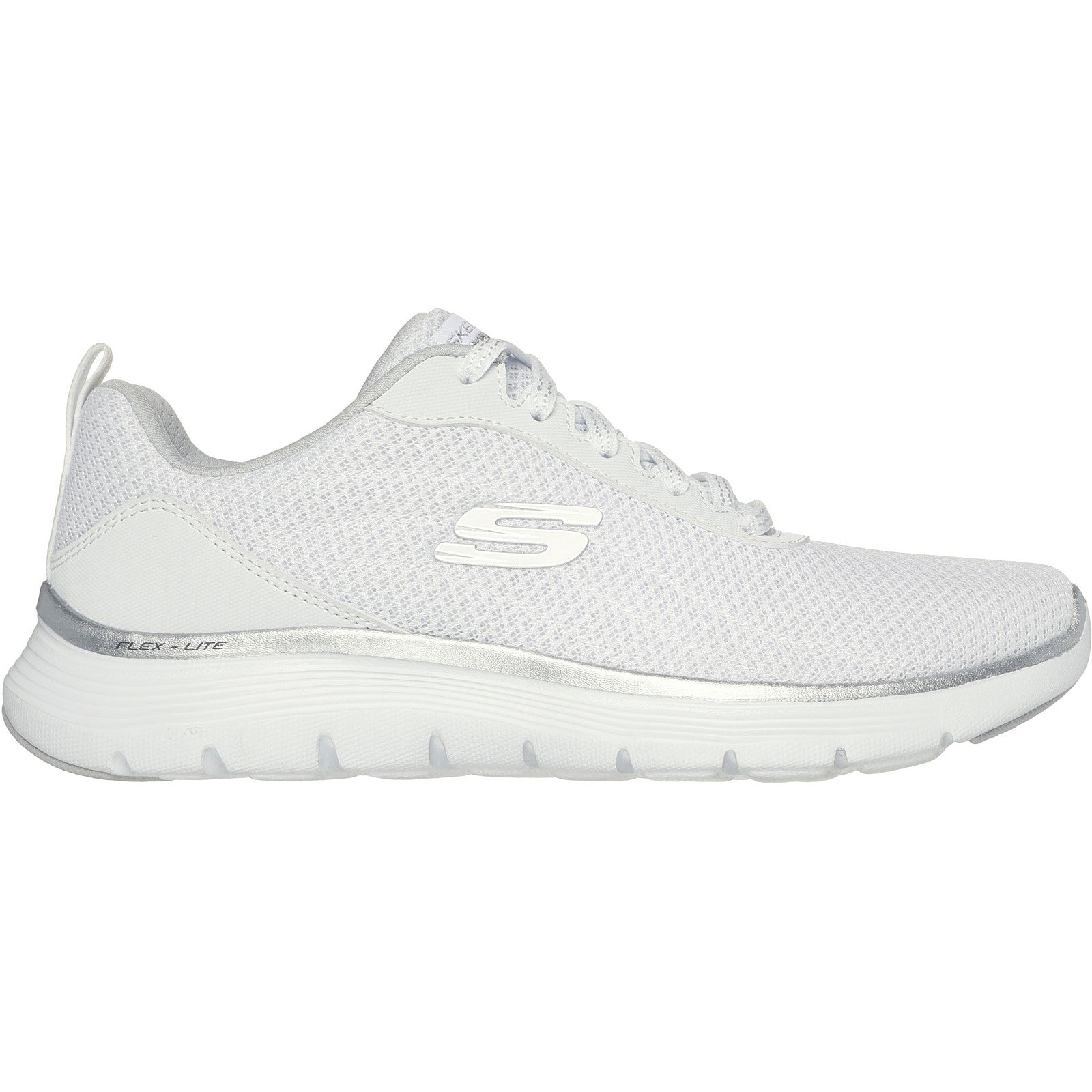 Skechers Womens Flex Appeal 5.0 Uptake 150206-WSL White/Silver Lace Up Shoes