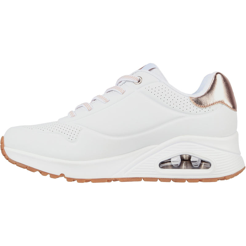 Skechers Womens Uno - Shimmer Away 155196-WHT White Lace Up Shoes