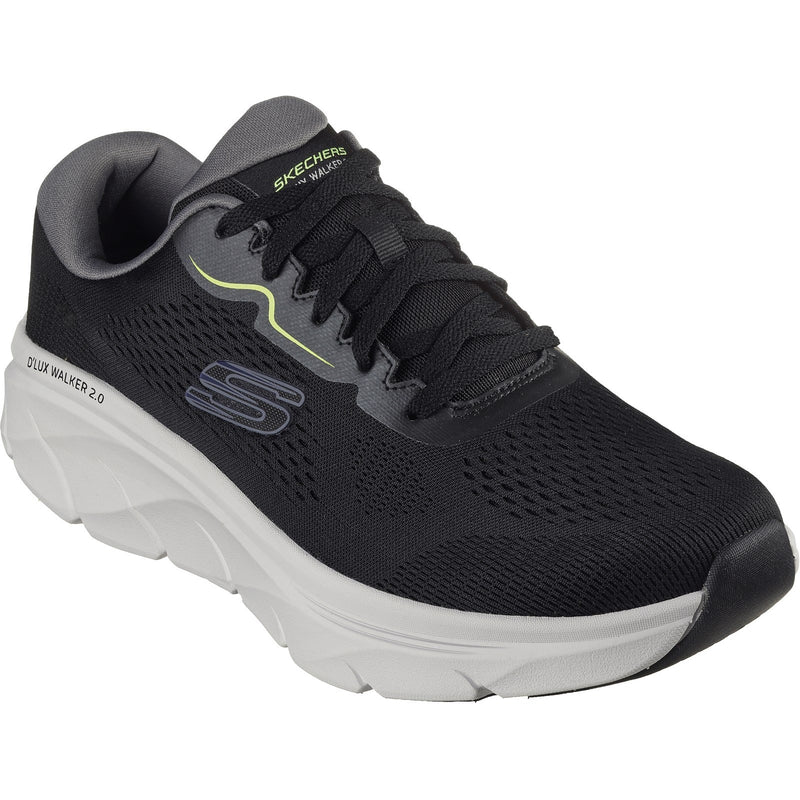 Skechers Mens D'Lux Walker 2.0 232714-BKLM Black /Lime Lace Up Shoes