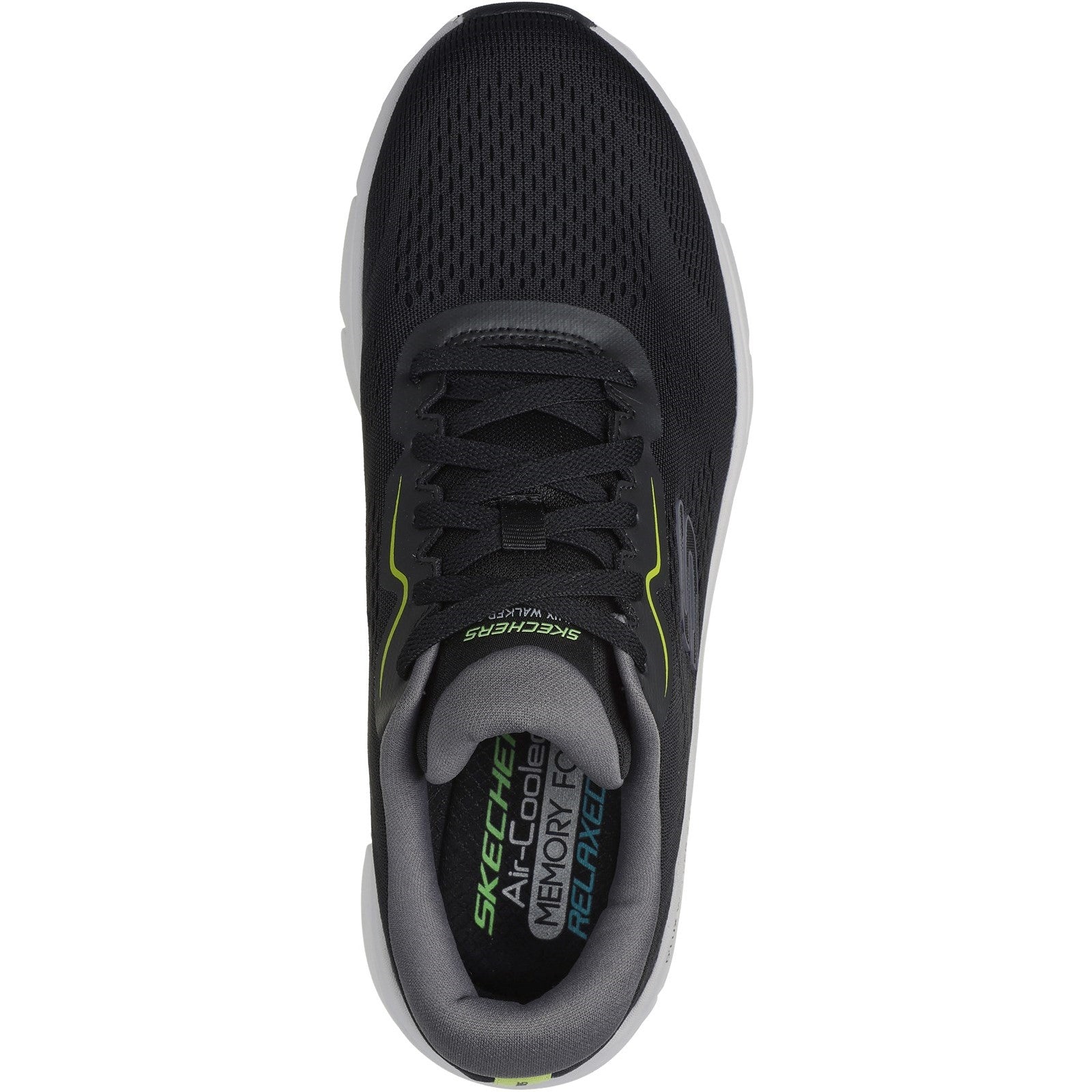 Skechers Mens D'Lux Walker 2.0 232714-BKLM Black /Lime Lace Up Shoes