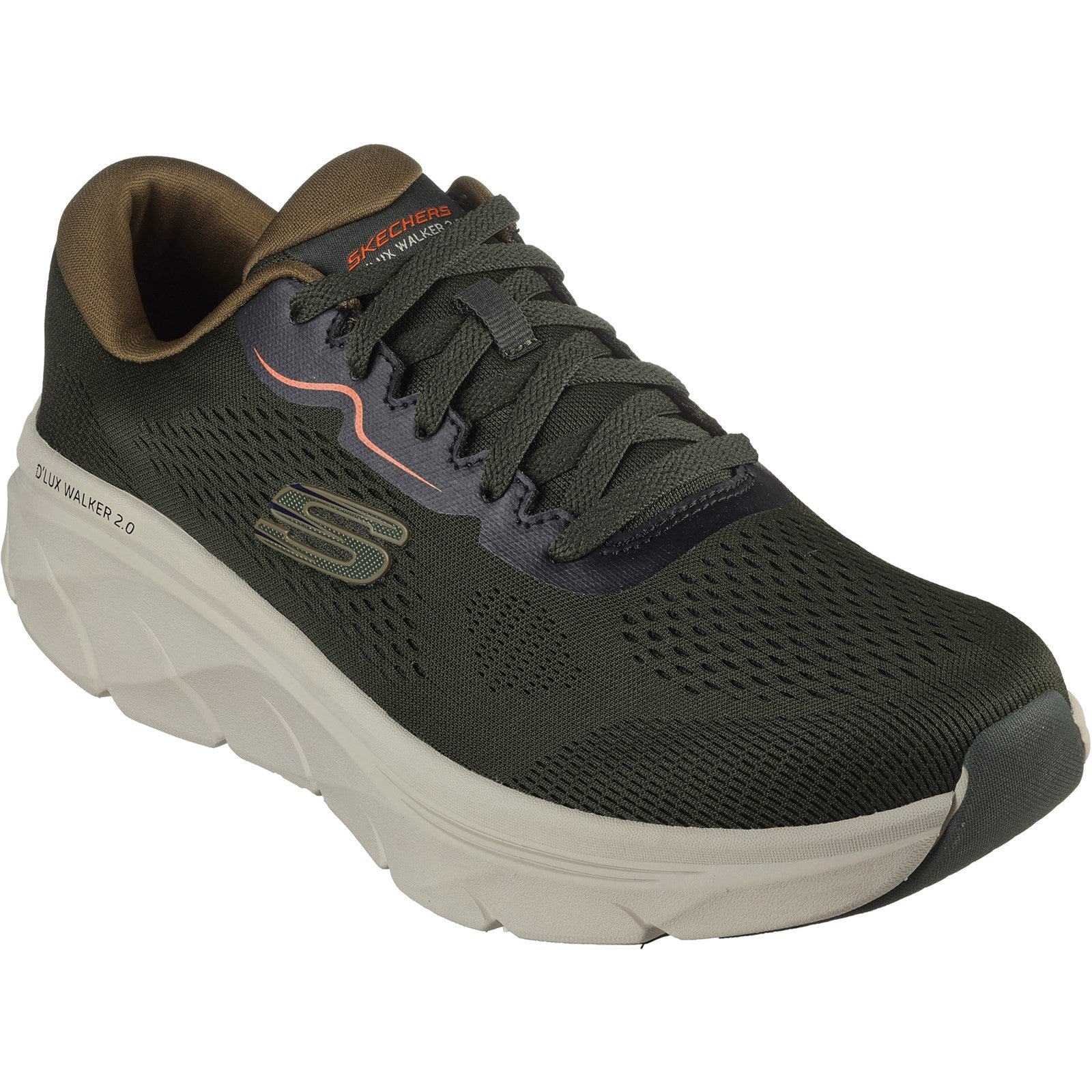 Skechers Mens D'Lux Walker 2.0 232714-OLOR Olive/Orange Lace Up Shoes