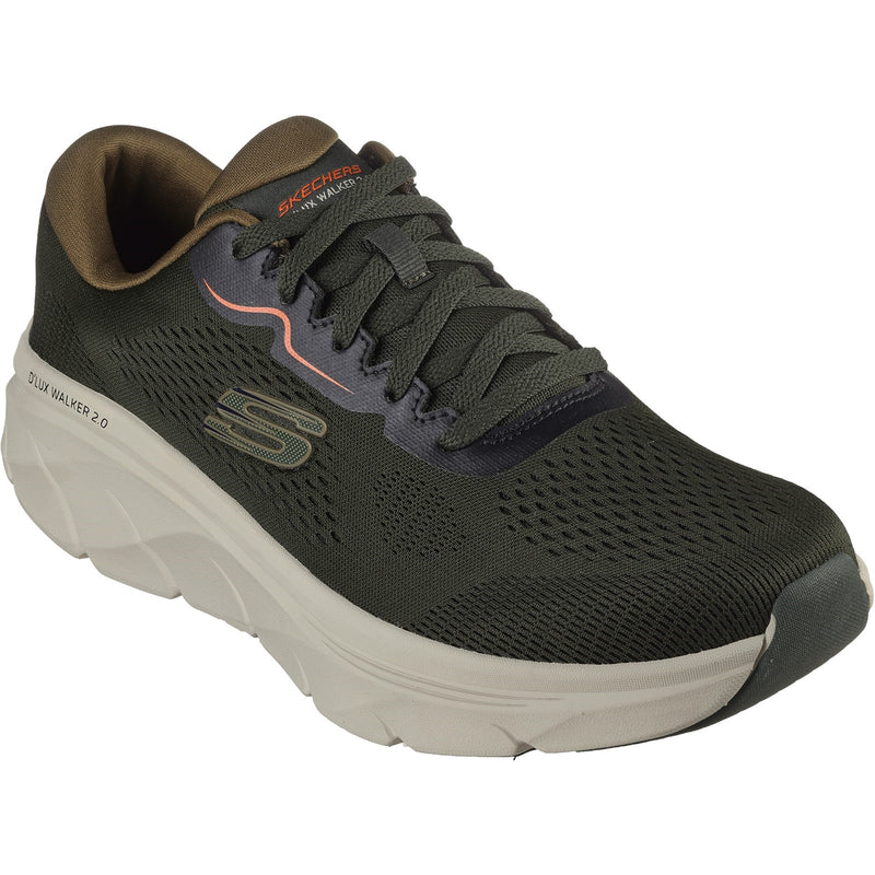 Skechers Mens D'Lux Walker 2.0 232714-OLOR Olive/Orange Lace Up Shoes