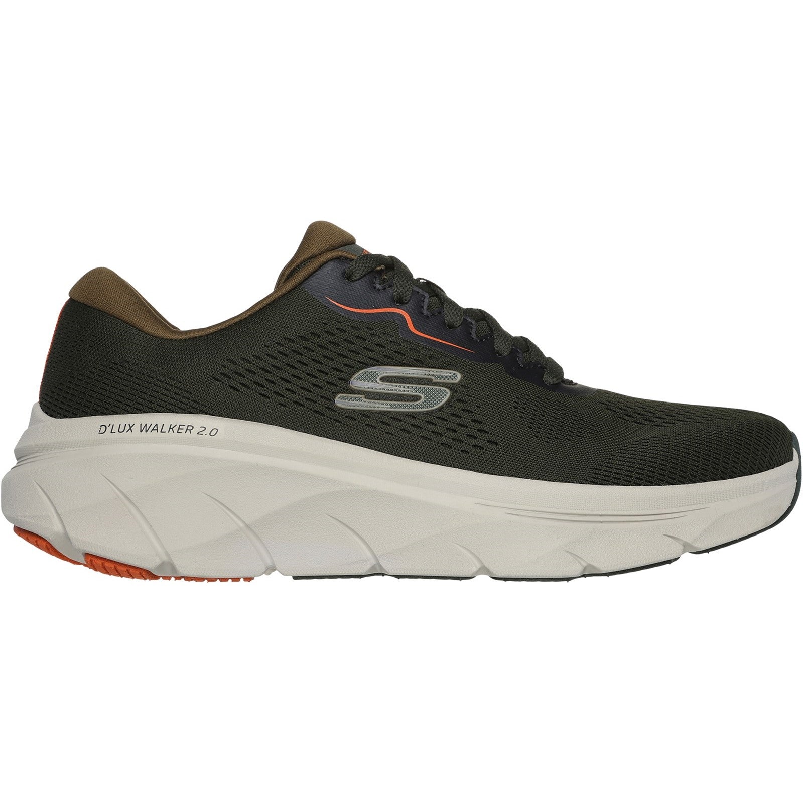 Skechers Mens D'Lux Walker 2.0 232714-OLOR Olive/Orange Lace Up Shoes