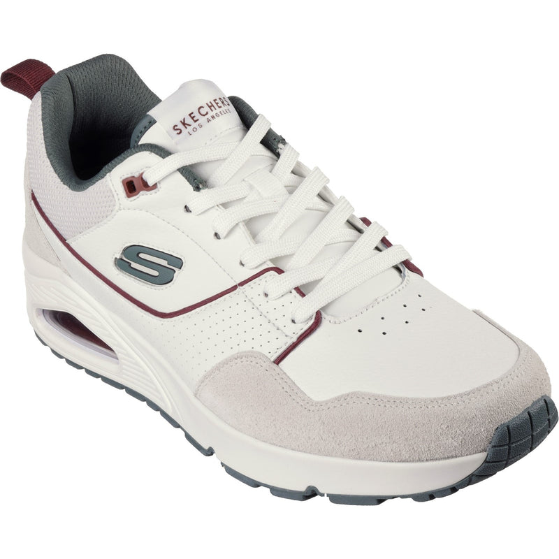 Skechers Mens Uno - Retro One 183020-WGR White/Grey Lace Up Shoes