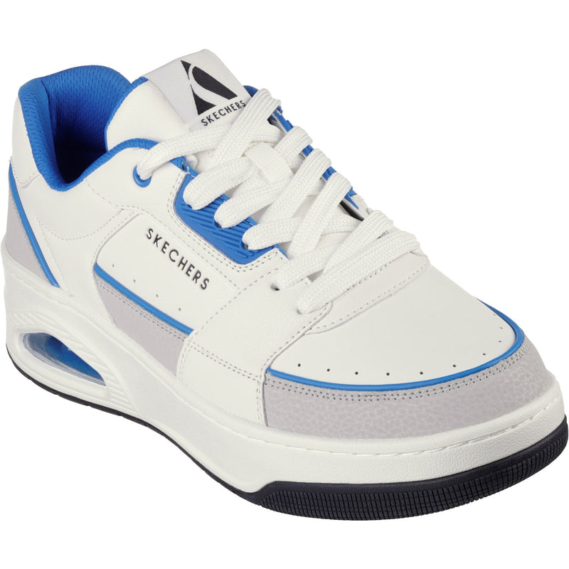 Skechers Mens Uno Court Low-Post 183140-WBL White/Blue Lace Up Shoes