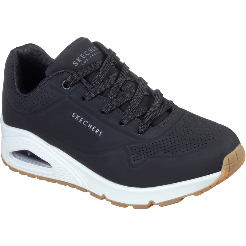 Skechers Womens Uno - Stand on Air 73690W-BLK Black Lace Up Shoes