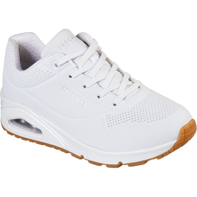 Skechers Womens Uno - Stand on Air 73690W-WHT White Lace Up Shoes